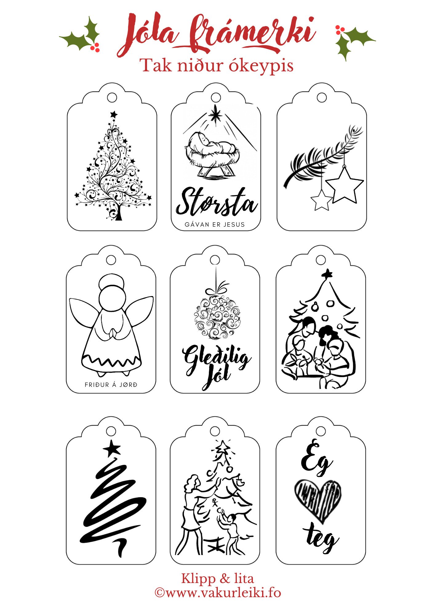 Jólafrámerki ókeypis