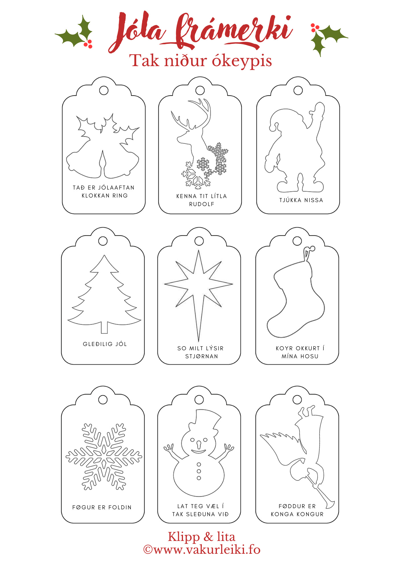 Jólafrámerki ókeypis