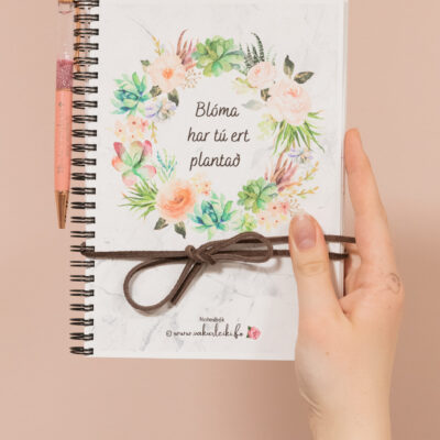 Marmor notesbók við linjum